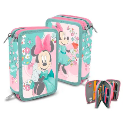 Disney-Minnie-Mouse-tredobbelt-penalhus-med-indhold