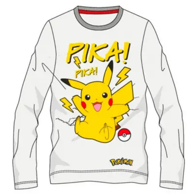 Pokemon-Pika-t-shirt-langærmet-hvid