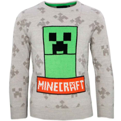 Minecraft-Striktrøje-Creeper-Grå