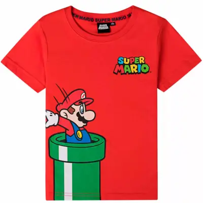 Super-Mario-t-shirt-kortærmet-rød-Mario