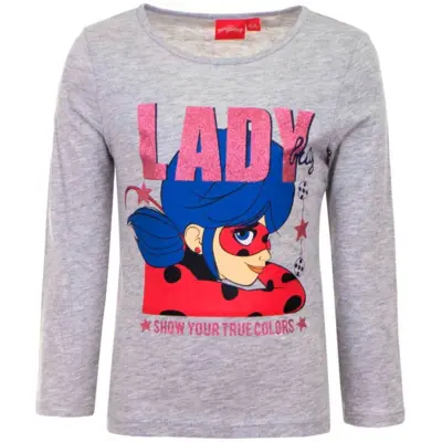 Miraculous-Ladybug-langærmet-t-shirt-grå