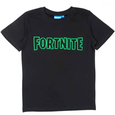 Fortnite-t-shirt-sort-med-korte-ærmer