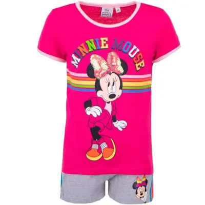 Minnie-Mouse-t-shirt-og-shorts-sæt-Fushia