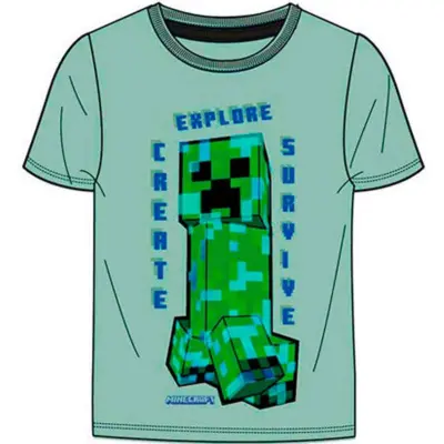 Minecraft-t-shirt-med-korte-ærmer-støvet-grøn