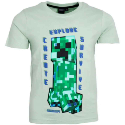 Minecraft-t-shirt-med-korte-ærmer-støvet-grøn