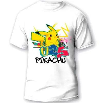 Pokemon-t-shirt-hvid-Pikachu-str. 10-16 år