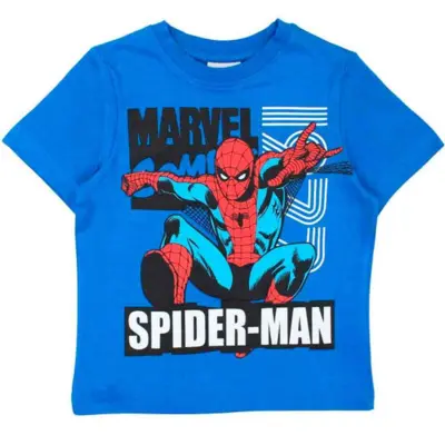 Spiderman-t-shirt-kortærmet-blå-str.-92-128