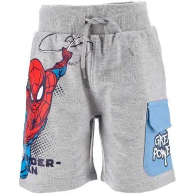 Spiderman-Shorts-Lysegrå-med-Lomme-str.-4-10-år
