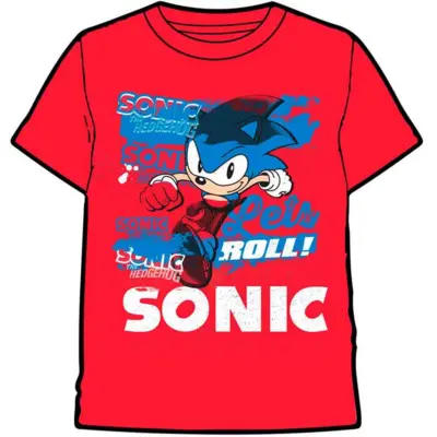 Sonic-The-Hedgehog-t-shirt-kort-rød