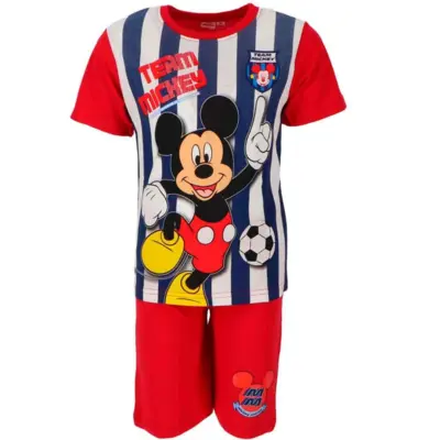 Mickey-Mouse-Pyjamas-Kort-Rød-str.-3-6-år