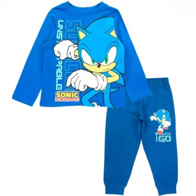 Sonic-Pyjamas-Blå-Navy-med-Sonic-str.-2-8-år