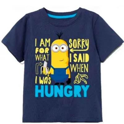 Minions-t-shirt-kort-navy-str.-4-9-år-Hungry