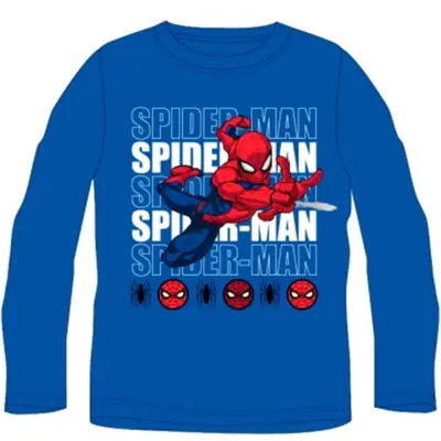 Spiderman-langærmet-t-shirt-blå-str.-4-9-år