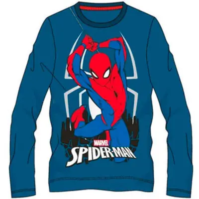 Spiderman-langærmet-t-shirt-blå-str.-3-8-år