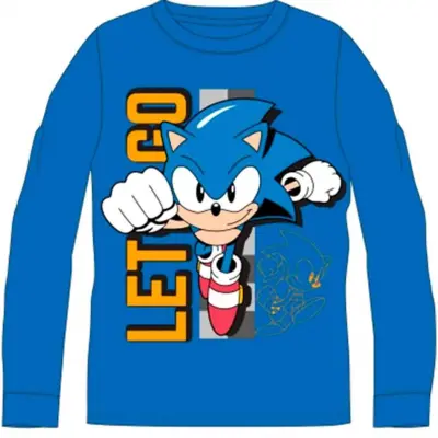 Sonic-t-shirt-langærmet-str.-4-12-år-Lets-Go