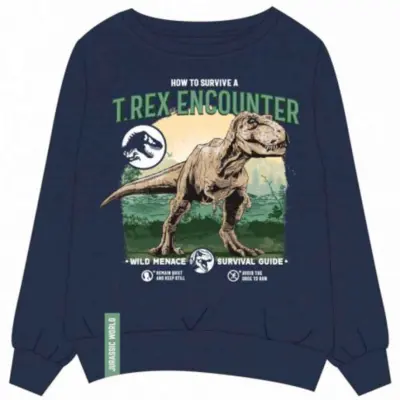 Jurassic-World-Sweatshirt-T-rex-Navy-str.-4-12-år