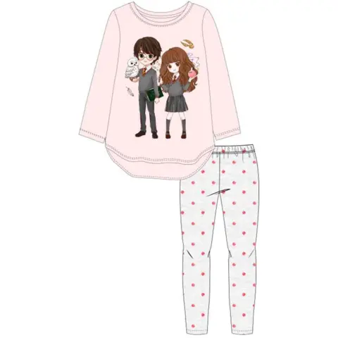 Harry-Potter-pyjamas-lyserød-grå-4-9-år.