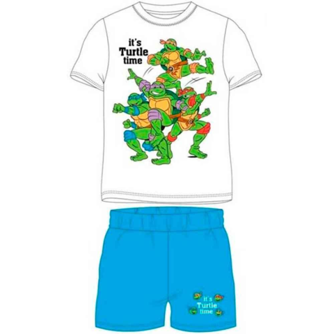 Ninja-Turtles-pyjamas-kort-hvid-blå-4-9-år.
