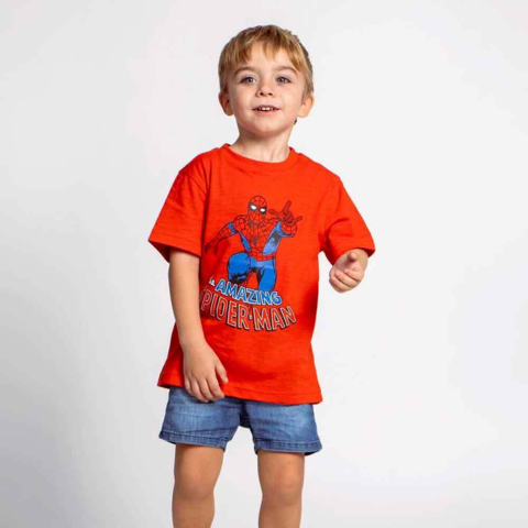 Spiderman-kortærmet-t-shirt-rød.