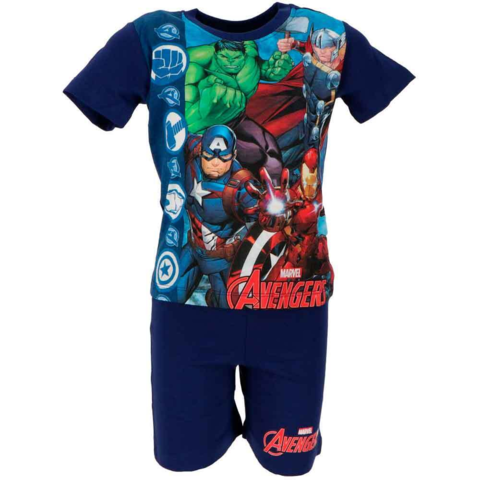 Marvel-Avengers-pyjamas-kort-navy-3-8-år