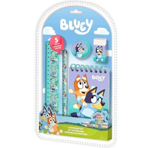 Bluey-skolesæt-5-dele-Bandit-og-Chilli