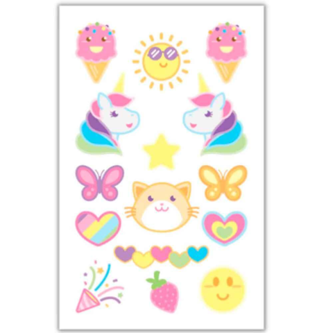 Tatoveringer-Søde-Ikoner-1-ark-15-tatoveringer