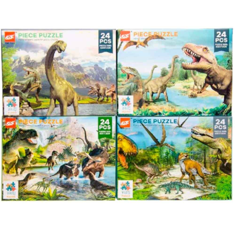 Dinosaur-puslespil-24-brikker-4-varianter