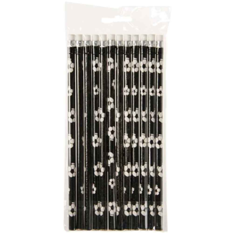 Fodbold-blyanter-sort-med-viskelæder-12-stk-pakke