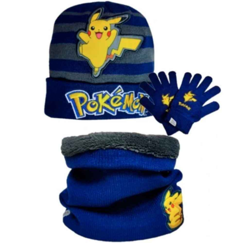 Pokemon-Vintersæt-med-Hue-Halsedisse-Vanter-One-size