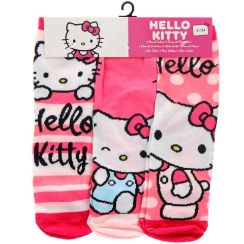 Hello-Kitty-strømper-3-pak-lyserød