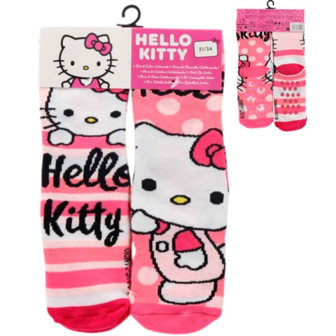 Hello-Kitty-Strømper-Skridsikre-2-pak-Lyserød