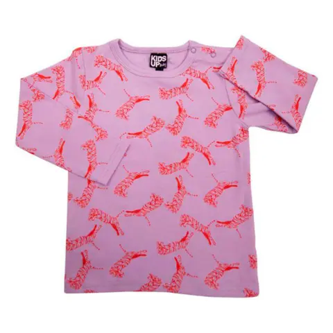 Kids-Up langærmet t-shirt lilla med tiger print