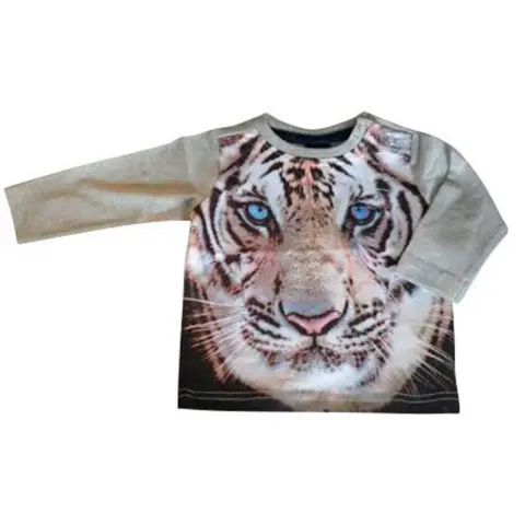 Kids-Up langærmet t-shirt tiger grå