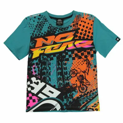 No Fear T-shirt Teal Tyre Mash