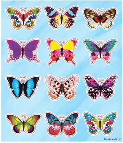 12 stk farvede sommerfugle stickers