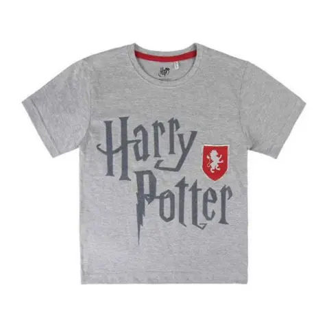 Kortærmet Harry Potter t-shirt i grå med gryffindor våbenskjold