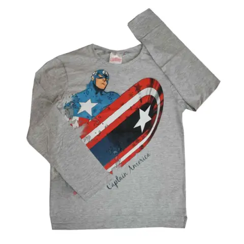 Marvel Avengers langærmet t-shirt i grå med Captain America