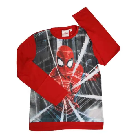 Flot langærmet Spiderman t-shirt i rød med stort print