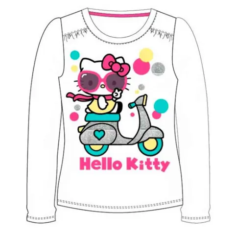 Hello Kitty t-shirt ls hvid med scooter motiv