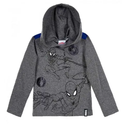 Spiderman bluse med hætte i grå