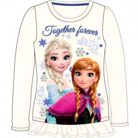 Disney Frost T-Shirt med Anna og Elsa i cremehvid