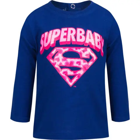 Superbaby t-shirt i flot blå med pink print
