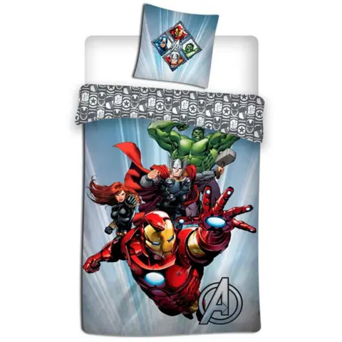 Marvel avengers gråt sengetøj 140x200