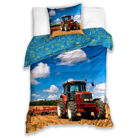 Traktor med plov sengetøj 140x200