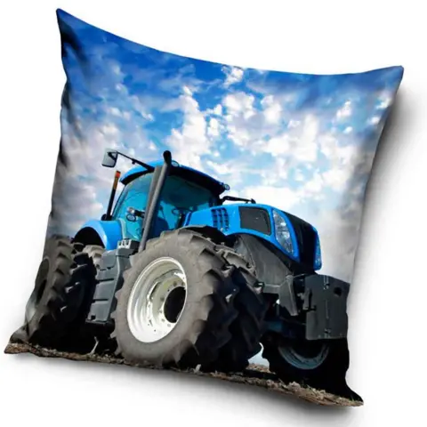 Traktor pude blå 40x40