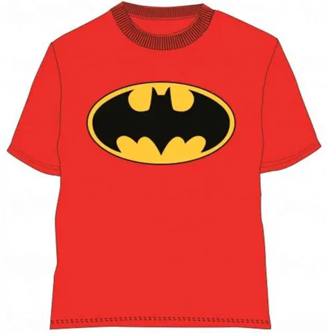 Batman t-shirt kort med batlogo i rød