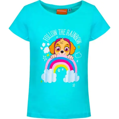 Paw Patrol kort t-shirt skye rainbow turkis