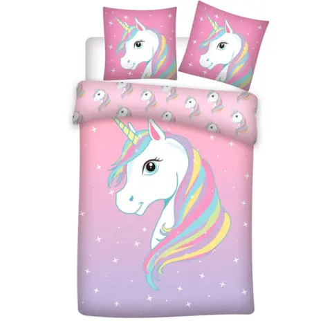 Unicorn sengesæt 140x200 lyserød