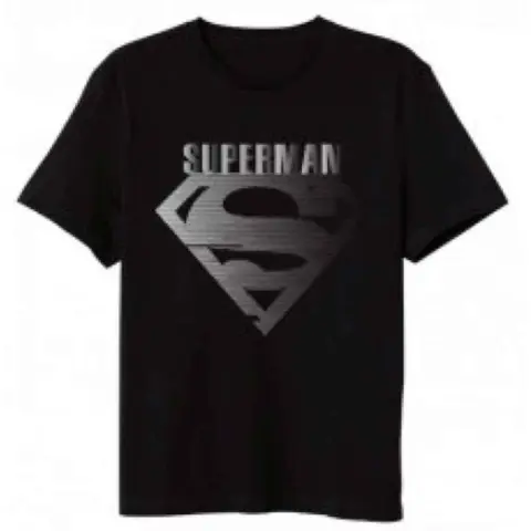 Superman t-shirt kort i sort med sølv logo
