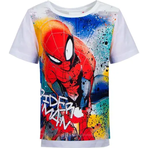 Spiderman t-shirt kort hvid graffiti